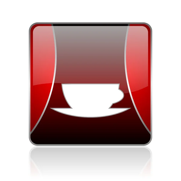 Kávé-kupa piros négyzet web fényes ikon — Stock Fotó