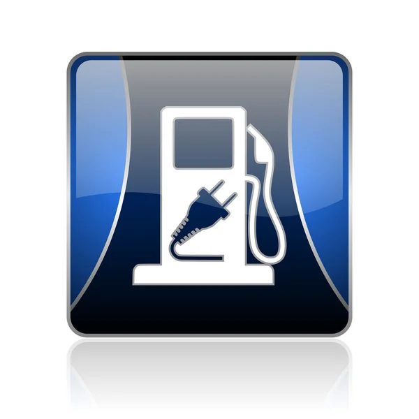 Carburant bleu carré web icône brillante — Photo
