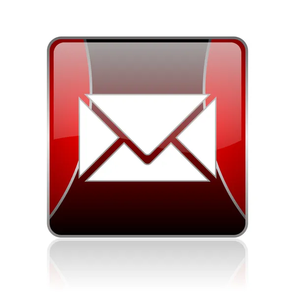 Mail rotes quadratisches Web-Hochglanz-Symbol — Stockfoto