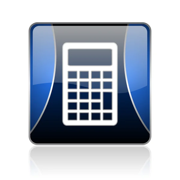 Blauwe vierkante web glanzende calculatorpictogram — Stockfoto