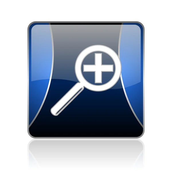 Magnification blue square web glossy icon — Stock Photo, Image