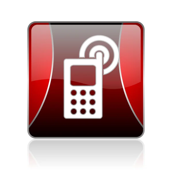 Teléfono celular rojo cuadrado web brillante icono —  Fotos de Stock