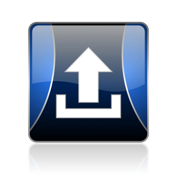 Hochladen blaues quadratisches Web-Hochglanz-Symbol — Stockfoto