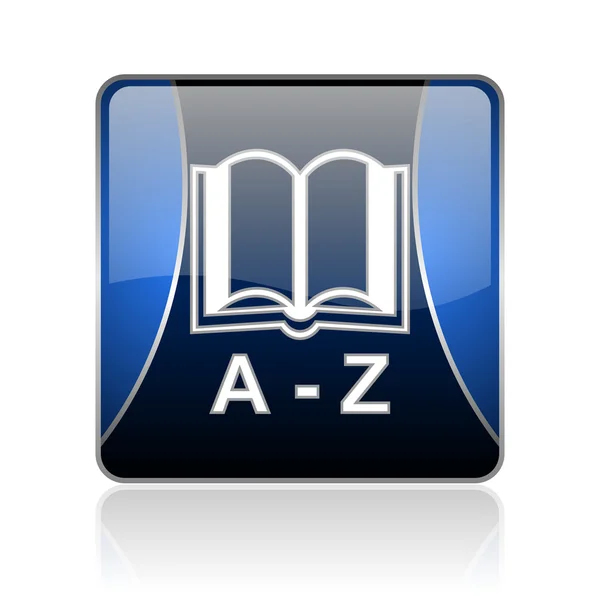 Sözlük mavi kare web parlak simgesi — Stok fotoğraf