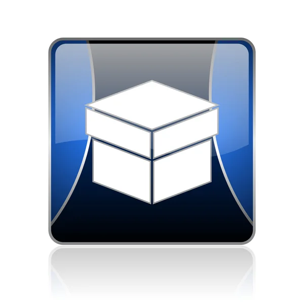 Låda blå fyrkantig web blank ikon — Stockfoto