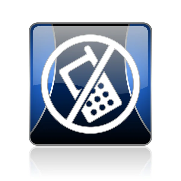 Nie telefonów niebieski kwadrat WWW błyszczący ikona — Zdjęcie stockowe
