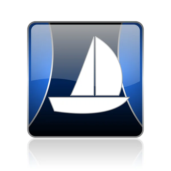 Yacht blue square web glossy icon — Stock Photo, Image