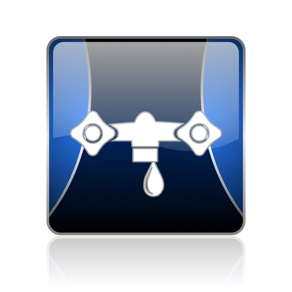 Water blue square web glossy icon — Stock Photo, Image