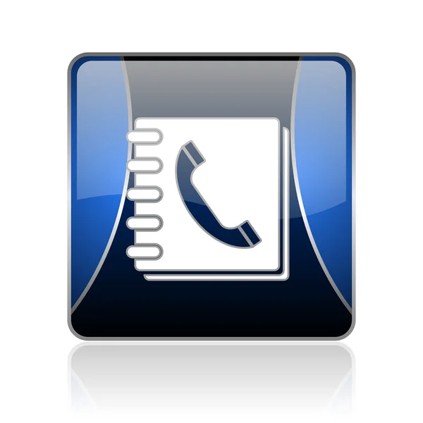 Τηλεφωνικός Κατάλογος μπλε τετράγωνο web γυαλιστερό εικονίδιο — Φωτογραφία Αρχείου