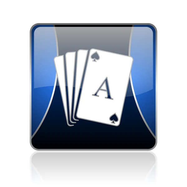 Jugar a las cartas azul cuadrado web icono brillante — Foto de Stock