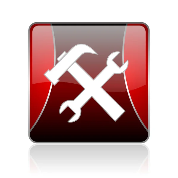Werkzeuge rotes quadratisches Web-Hochglanz-Symbol — Stockfoto