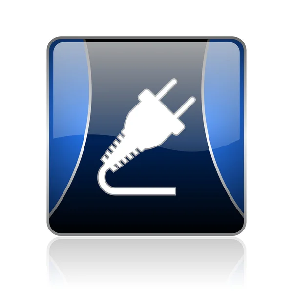 Plug blue square web glossy icon — Stock Photo, Image