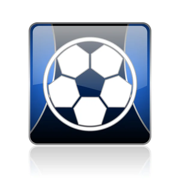ฟุตบอลสี่เหลี่ยมสีฟ้าเว็บส่องแสงไอคอน — ภาพถ่ายสต็อก