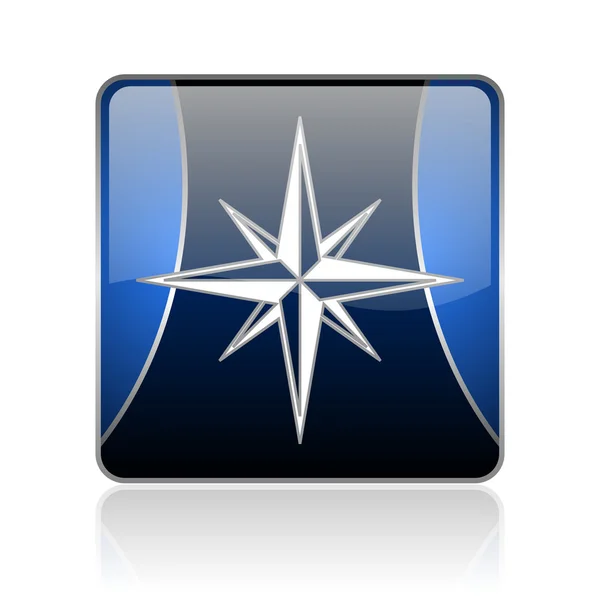 Compass blue square web glossy icon — Stock Photo, Image