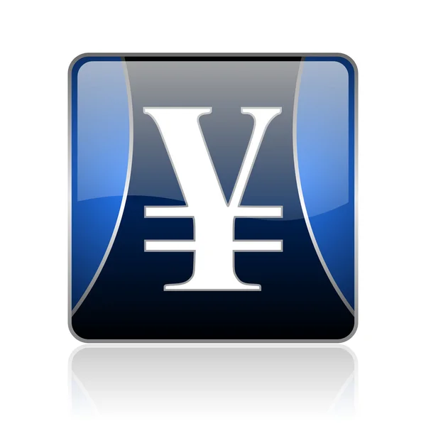 Yen azul cuadrado web brillante icono — Foto de Stock