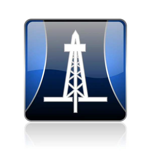 Drilling blue square web glossy icon — Stock Photo, Image