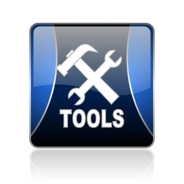 Eszközök kék négyzet web fényes ikonra — Stock Fotó
