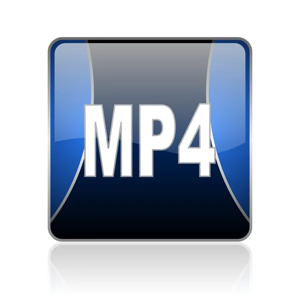 Mp4 azul cuadrado web brillante icono — Foto de Stock