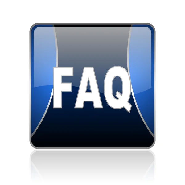 Faq azul quadrado web ícone brilhante — Fotografia de Stock