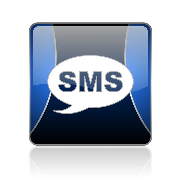 SMS mavi kare web parlak simgesi — Stok fotoğraf