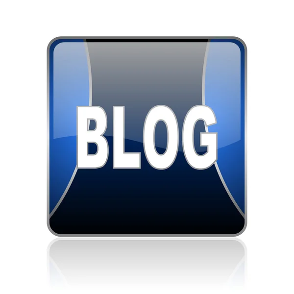 Blog blauwe vierkante web glanzende pictogram — Stockfoto