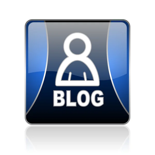 Blog blaues quadratisches Web-Hochglanz-Symbol — Stockfoto