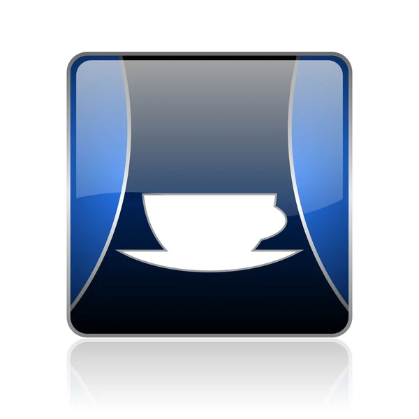 Kahve Kupası mavi kare web parlak simgesi — Stok fotoğraf