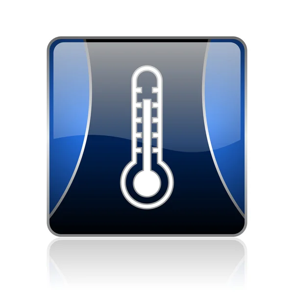 Иконка синего квадратного глянцевого термометра — стоковое фото