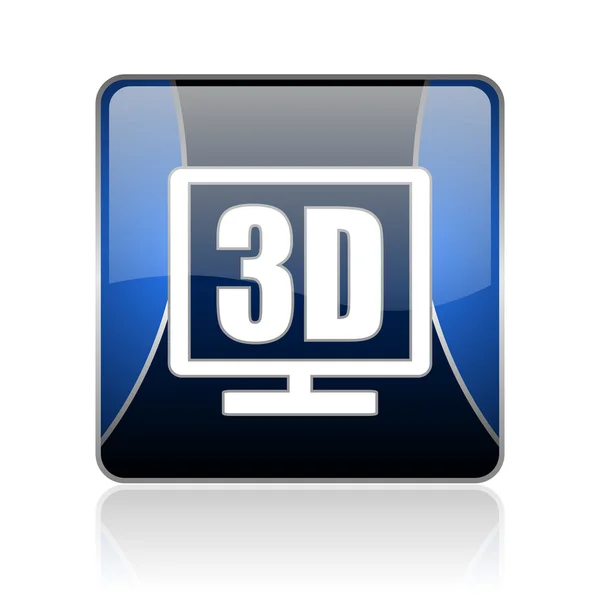 3d display blue square web glossy icon — Stock Photo, Image