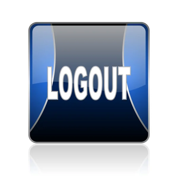 Logout blu quadrato web icona lucida — Foto Stock