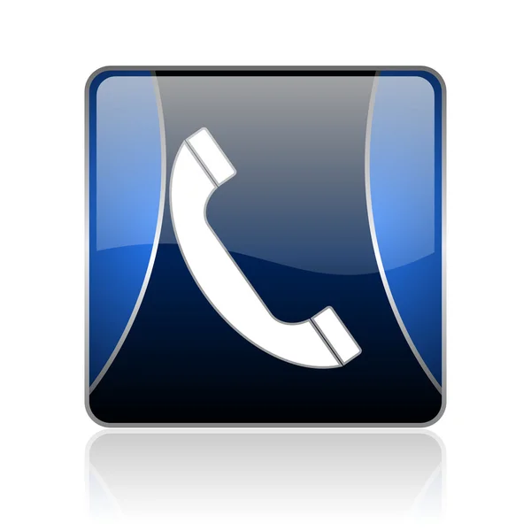 Telefon blau quadratisch Web-Hochglanz-Symbol — Stockfoto