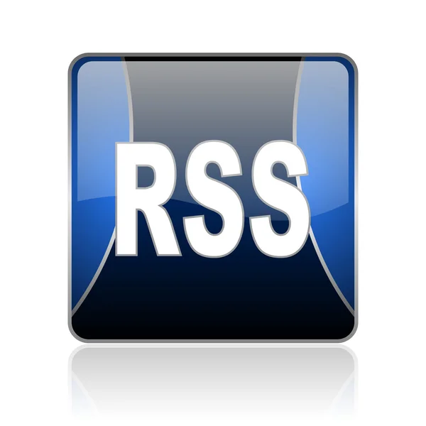 Rss blu quadrato web icona lucida — Foto Stock