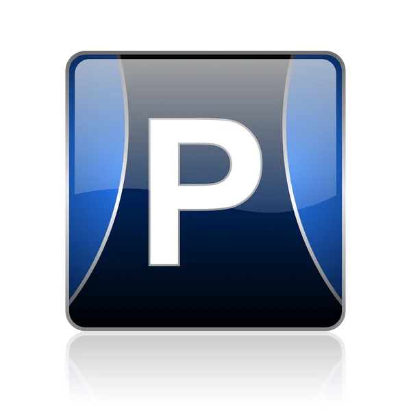 Park niebieski kwadrat WWW błyszczący ikona — Zdjęcie stockowe
