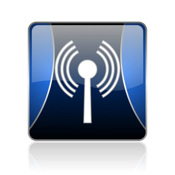 Wifi azul quadrado web ícone brilhante — Fotografia de Stock
