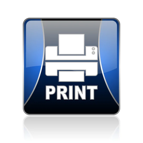 Imprimir azul cuadrado web icono brillante —  Fotos de Stock