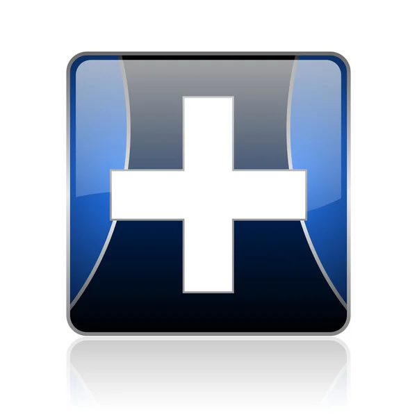 Awaryjne niebieski kwadrat WWW błyszczący ikona — Zdjęcie stockowe