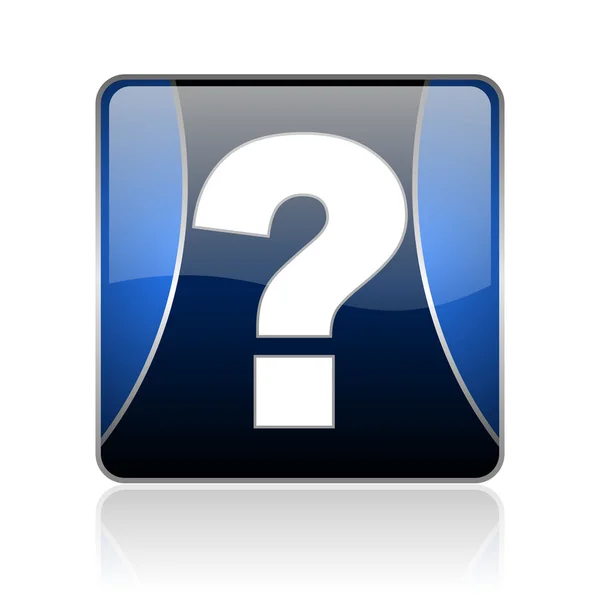 Punto interrogativo blu quadrato web icona lucida — Foto Stock
