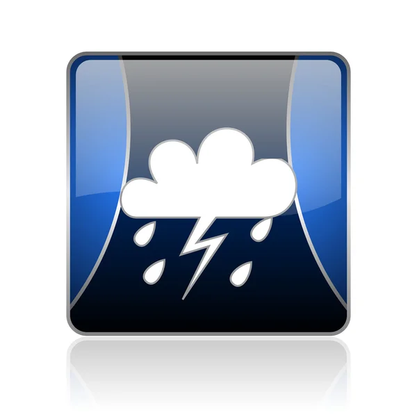 Prognoza pogody niebieski kwadrat WWW błyszczący ikona — Zdjęcie stockowe