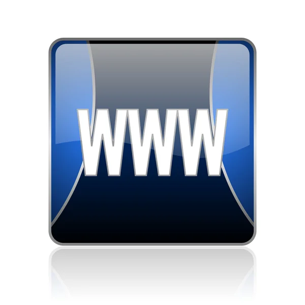 Www blaues quadratisches Web-Hochglanz-Symbol — Stockfoto