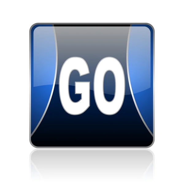 Go blue square web glossy icon — Stock Photo, Image