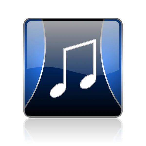 音楽青い正方形ウェブ光沢のあるアイコン — ストック写真