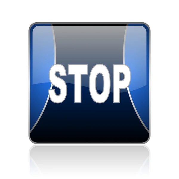 Stop blu quadrato web icona lucida — Foto Stock