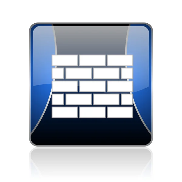 Glanzende blauwe vierkante web het pictogram Firewall — Stockfoto