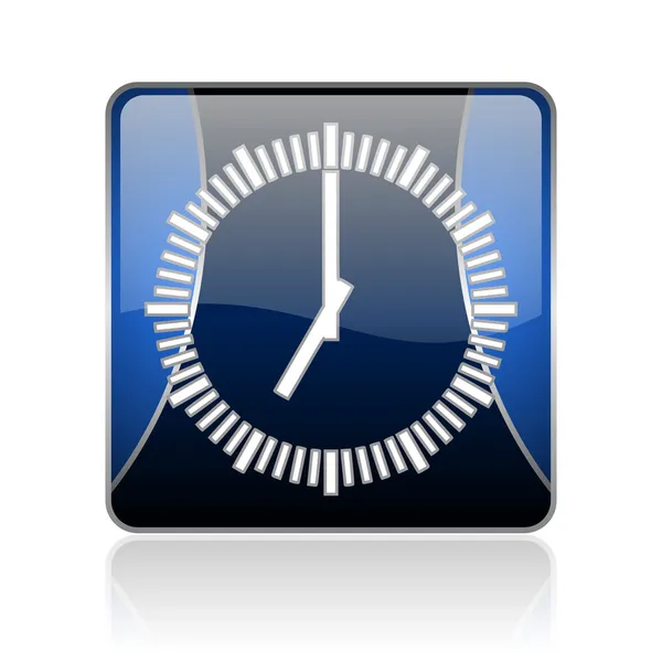 Clock blue square web glossy icon — Stock Photo, Image