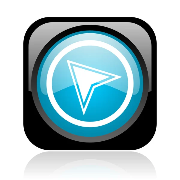 Navigation black and blue square web glossy icon — Stock Photo, Image