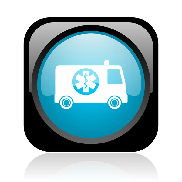 Ambulance black and blue square web glossy icon — Stock Photo, Image