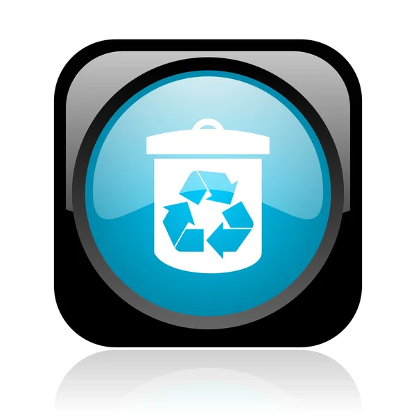 Recycle zwarte en blauwe vierkante web glanzende pictogram — Stockfoto