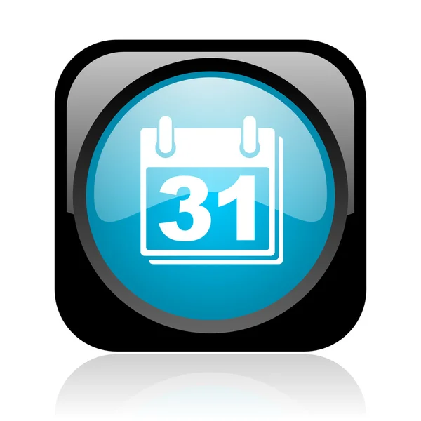 Kalender schwarz und blau quadratische Web-Hochglanz-Symbol — Stockfoto