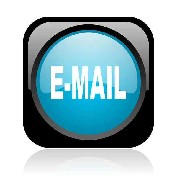 Mail zwarte en blauwe vierkante web glanzende pictogram — Stockfoto