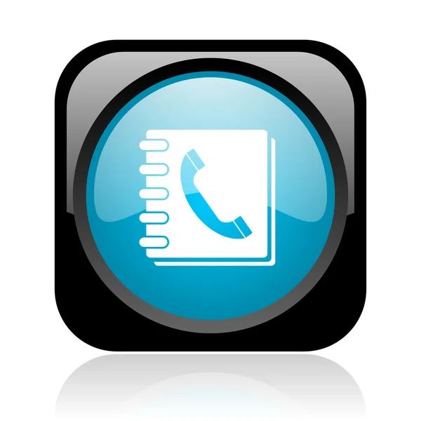 Parlak simge web telefon rehberi siyah ve mavi kare — Stok fotoğraf
